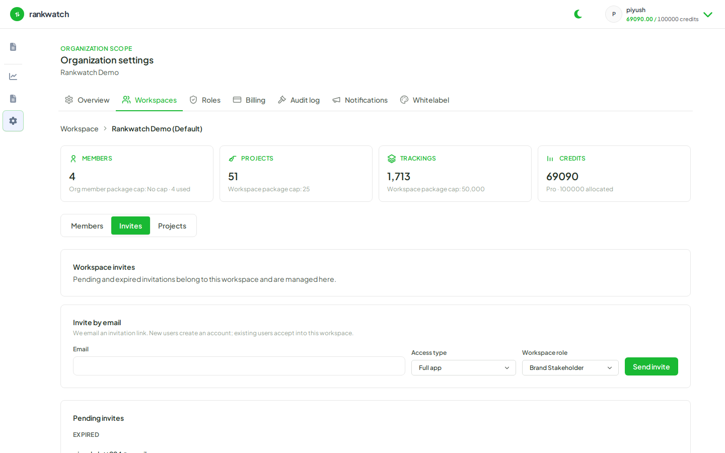 invite your internal team into a client workspace